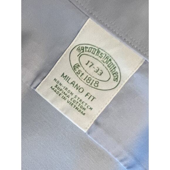Brooks Brothers Men’s Milano Fit Blue Dress Shirt Size 17/33 Tailored - Flawed - Picture 4 of 5
